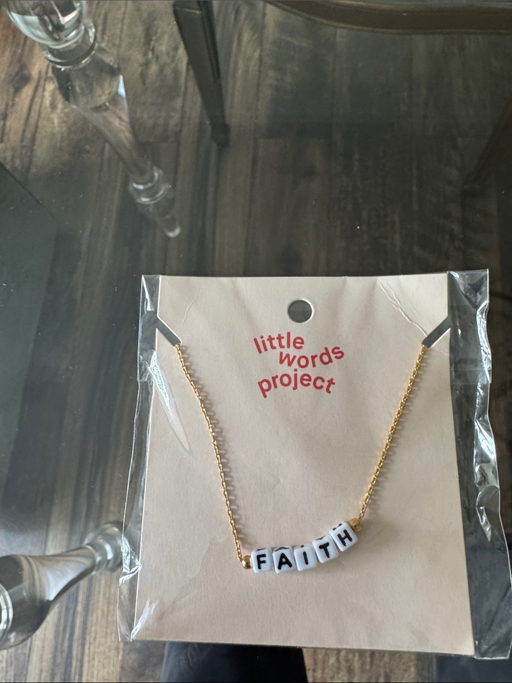 Little Words Project 'Faith' Bead Necklace - Gold Chain